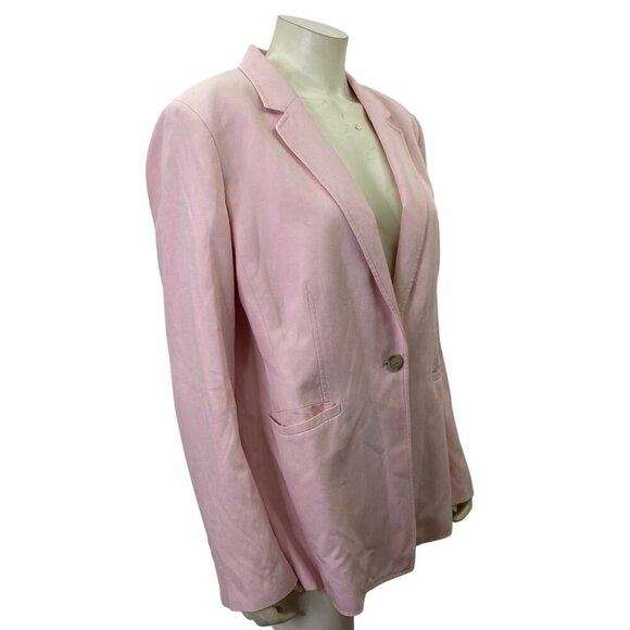 Loft Womens Linen Blend Blazer Single-Button Closure Notch Lapel Sz 14 - Picture 5 of 9
